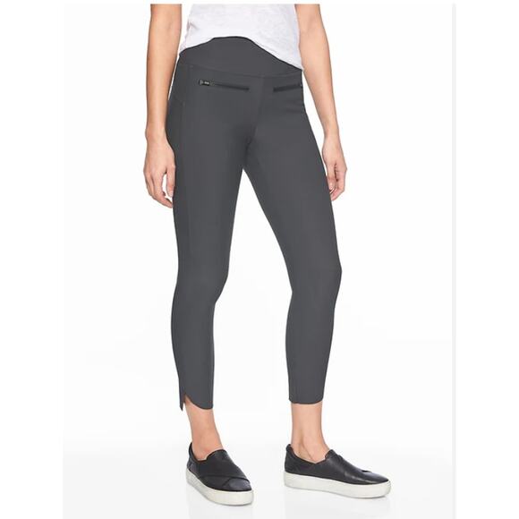 Athleta Pants - Athleta Stellar Pants Trousers Leggings Gray Green Crop Zip Pockets Size M